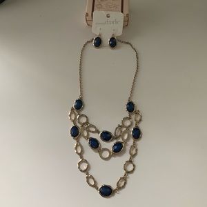 Charming Charlie Navy Earring and Necklace Set